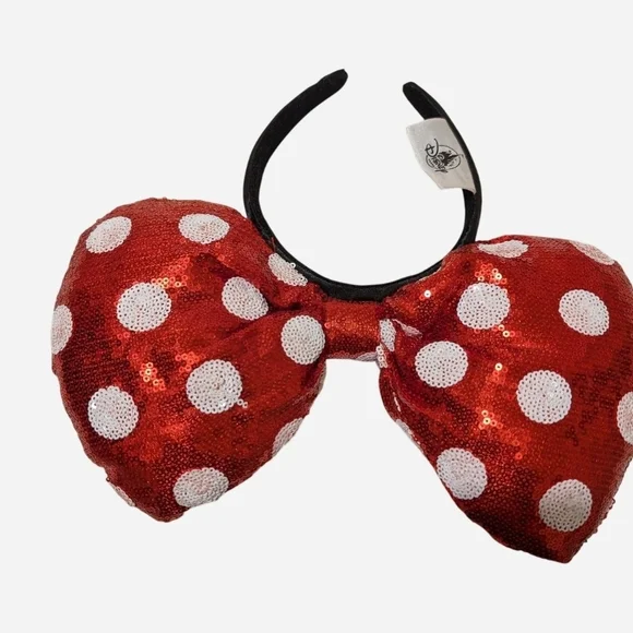 Pre-owned Disney Red and White Sequin Bow Headband - Picture 3 of 4